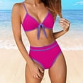 thumbnail image 2 of DHFJKG High Waist Swimsuits Women 2 Piece Bikini Set Twist Front Triangle Top Briefs Bottoms Color Block Summer Swimwear Versatile Beachwear, 2 of 4