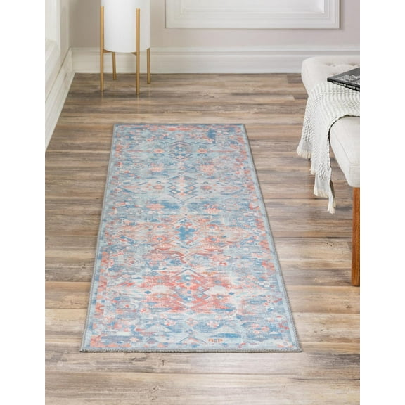 Unique Loom Timeless Collection Area Rug - Rome (2' x 6' Runner Blue/Ivory)