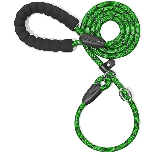 iYoShop Correa antideslizante duradera para perro con asa acolchada e hilos altamente reflectantes, correa de entrenamiento para perros sin tirones (1/2" x 6 pies esmeralda)