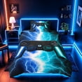 thumbnail image 2 of meiyoeat Neon Lightning Gaming Twin Bedding for Boys Girls, Electric Gamer Duvet Cover Set, Blue Cyan, Black Reversible 2pcs, 1 Duvet Cover and 1 Pillowcase, 2 of 7