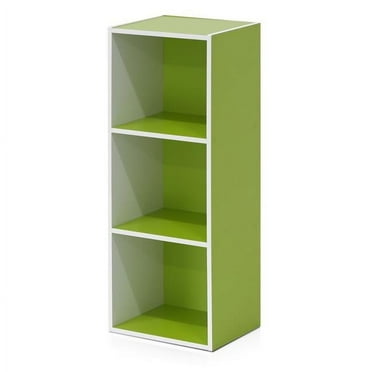 11003WH-GR Pasir 3-Tier Open Shelf Bookcase, White & Green