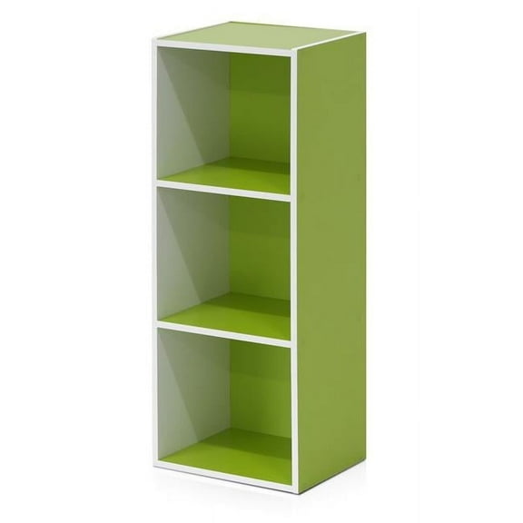 11003WH-GR Pasir 3-Tier Open Shelf Bookcase, White & Green