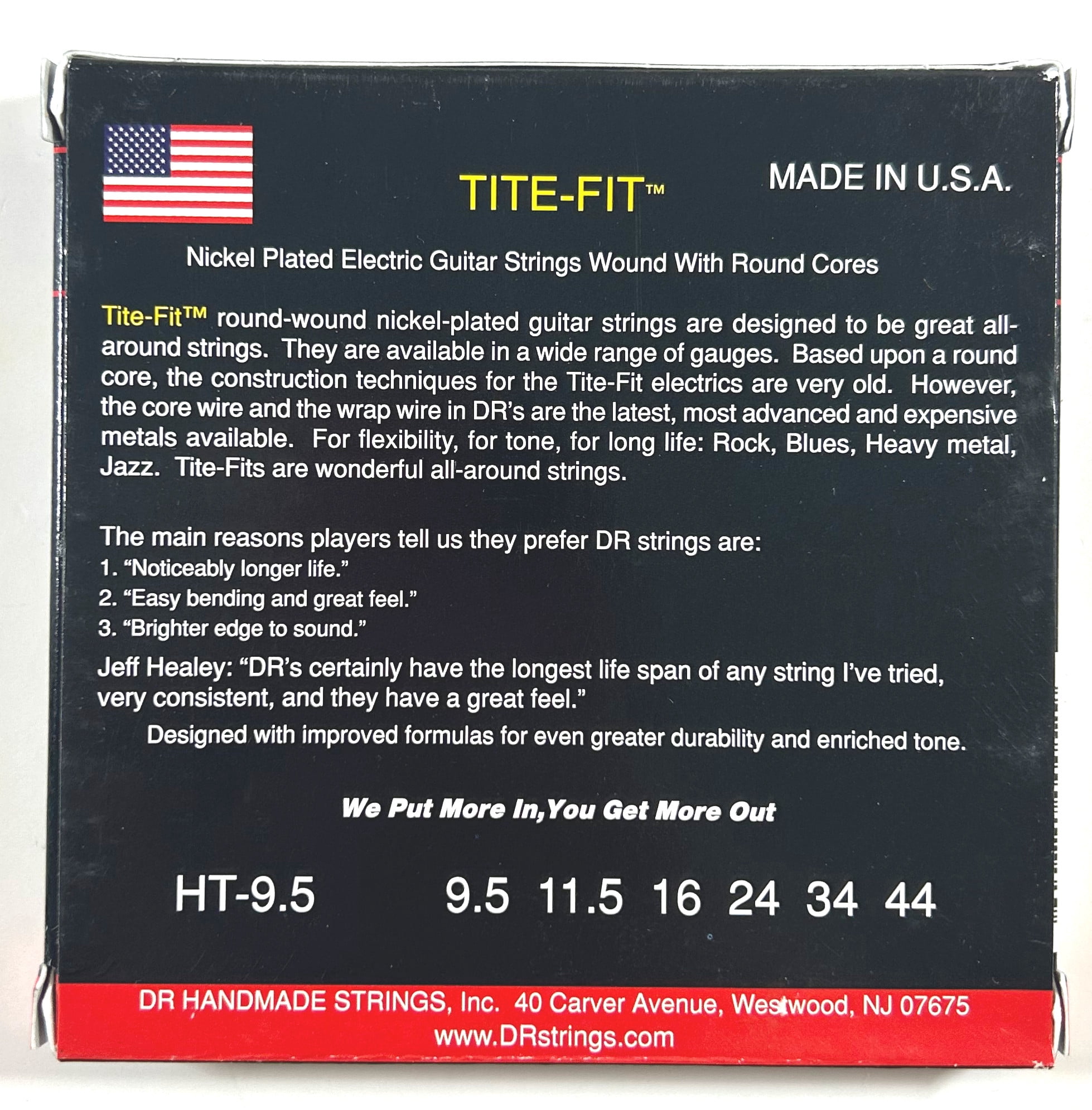 DR Guitar Strings Electric 2 Sets Tite-Fit 9.5-44 Half Tite Handmade USA