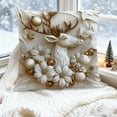 thumbnail image 4 of HomeKingdee White Relief Aesthetic Christmas Throw Pillow Covers, Soft Comfy Xmas Santa Claus Trees Pillow Cases, Poinsettia Snowman Reindeer 3D Decor, 4 of 6