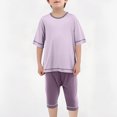 thumbnail image 2 of Ensemble Blouse et Pantalon en Coton Polyester à Manches Courtes et Col Rond pour Garçons et Filles, Tissu Doux et Respirant, Tenue Décontractée pour la Maison, Taille 2-16 Ans, 2 of 9