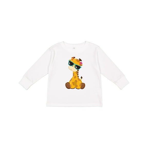 Inktastic Cute Giraffe, Giraffe with Sunglasses, Cute Animal Boys or Girls Long Sleeve Toddler T-Shirt