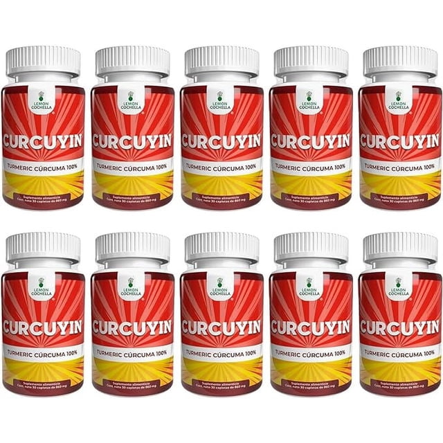 10 PACK - Curcuyin - suplemento alimenticio, paquete con 10 frascos de 30 capletas c/u