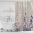 thumbnail image 2 of Watercolor Lavender Shower Curtain Set - Long 72" x 84" Washable Bathtub Curtain with 12 Hooks, Country Spring Field Leaf Wildflower Waterproof Fabric Stall Shower Curtains for Bathroom Décor, 2 of 6