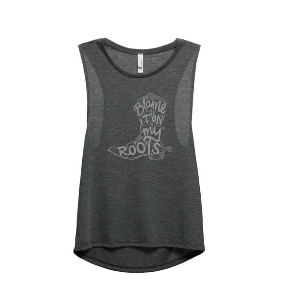 Blame It On My Roots Women's Fashion Sleeveless Muscle Workout Yoga Tank Top Charcoal Grey Medium