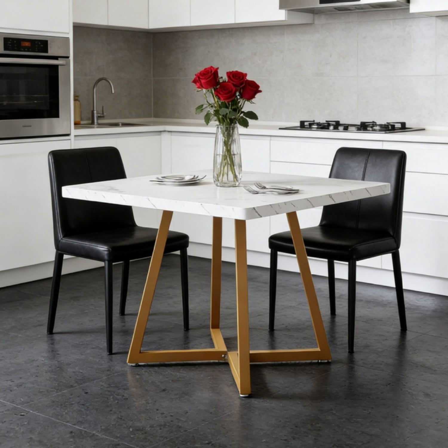 Square Dining Table, Industrial Style, 31.49 in W x 31.49 in D x 29.52 in H