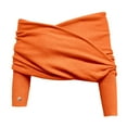 thumbnail image 4 of PMVFHDE Women's V-Neck Cross Front Solid Color Sweater Versatile Off Shoulder Way Scarf Top Orange,One Size, 4 of 5