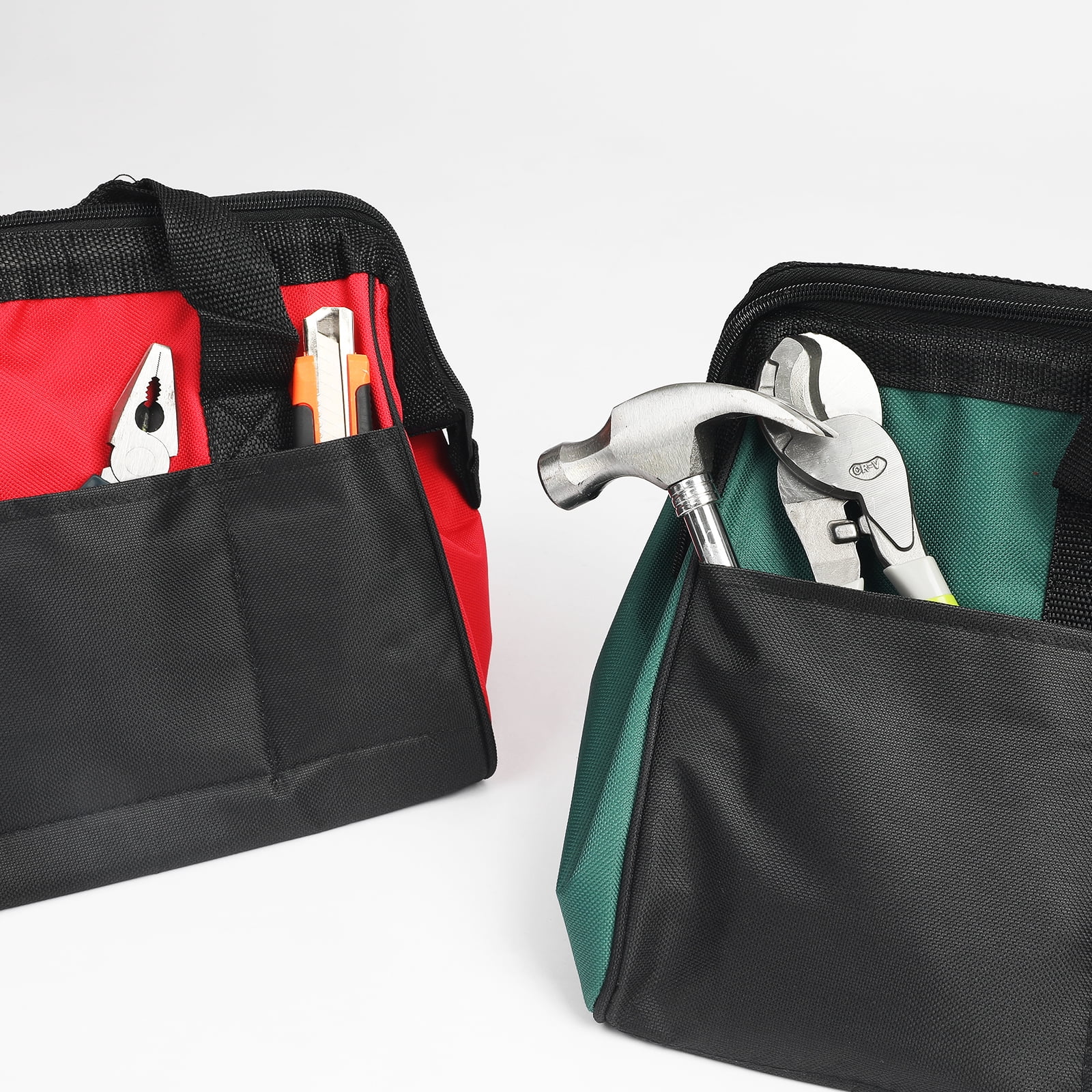 Tool Bag 12 Inch Oxford Waterproof 14 Pockets with Tool Pouch Bag & Strap Red