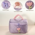 thumbnail image 4 of 1Pc Corduroy Makeup Bag Large Cosmetic Bag Aesthetic Cute Tulip Flower Pattern Makeup Bag Purple, 4 of 7