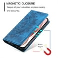 thumbnail image 3 of Decase for iPhone 14 Plus Wallet Phone Case with Credit Card Slot,Premium PU Leather Magnetic Flip Wallet Stand Emboss Flower Pattern Shockproof Anti-Fall Full Body Protection Cover,Blue, 3 of 11