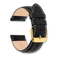 thumbnail image 3 of DeBeer 17mm Black Sport Leather with White Stitching and Gold-tone Buckle 7.5 inch Watch Band, 3 of 4
