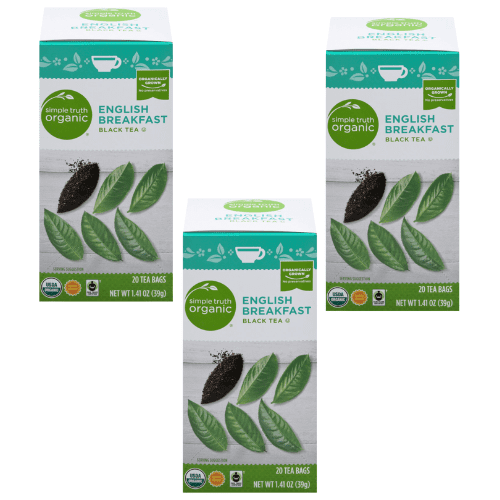 Simple Truth Organic English Breakfast Black Tea 20 Tea Bags 1.41 oz (39g), 3 Pack