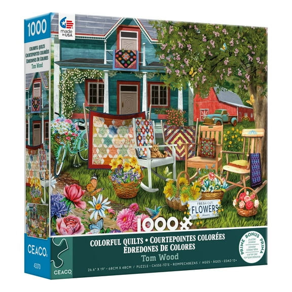 Ceaco - Tom Wood - Colorful Quilts - 1000 Piece Interlocking Jigsaw Puzzle