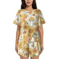 thumbnail image 1 of Balery Groovy Hippie Flower Mushrooms Conjunto de Pijama para Mujer con Estampado, Dos Piezas de Manga Corta y Shorts, Ropa de Dormir Suave con Cuello Redondo y Bolsillos-Large, 1 of 6