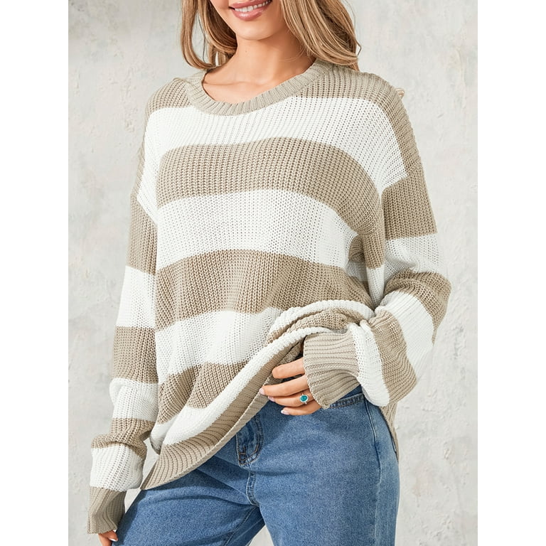 Fashion Stripe Round Neck Knitting Sweaters Fashion Stripe Round Neck Knitting Sweaters