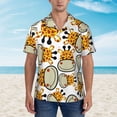 thumbnail image 4 of Bixox Men's Hawaiian Shirts Men's Giraffes Head ,Cartoon Giraffes Print Short-Sleeve Shirt-X-Large, 4 of 8