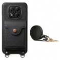 thumbnail image 2 of For Xiaomi Redmi Note 14 Pro 4G Case Mirror Card Holder Litchi Texture Leather Phone Back Cover with Long Strap, 2 of 5