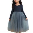thumbnail image 2 of ATOGUTA Cute Dresses for Teen Girls Tulle Fall Winter Long Sleeve Ruffle Holiday Party Dress Blue, Size 4T-16, 2 of 5