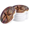thumbnail image 1 of RYLABLUE Rusty Stars Badges Retro Color Planks Set of 4 Car Coaster for Drinks, Absorbent Ceramic Stone Coasters Cup Mat with Cork Base for Home Kitchen Room Coffee Table Bar Decor, 1 of 5