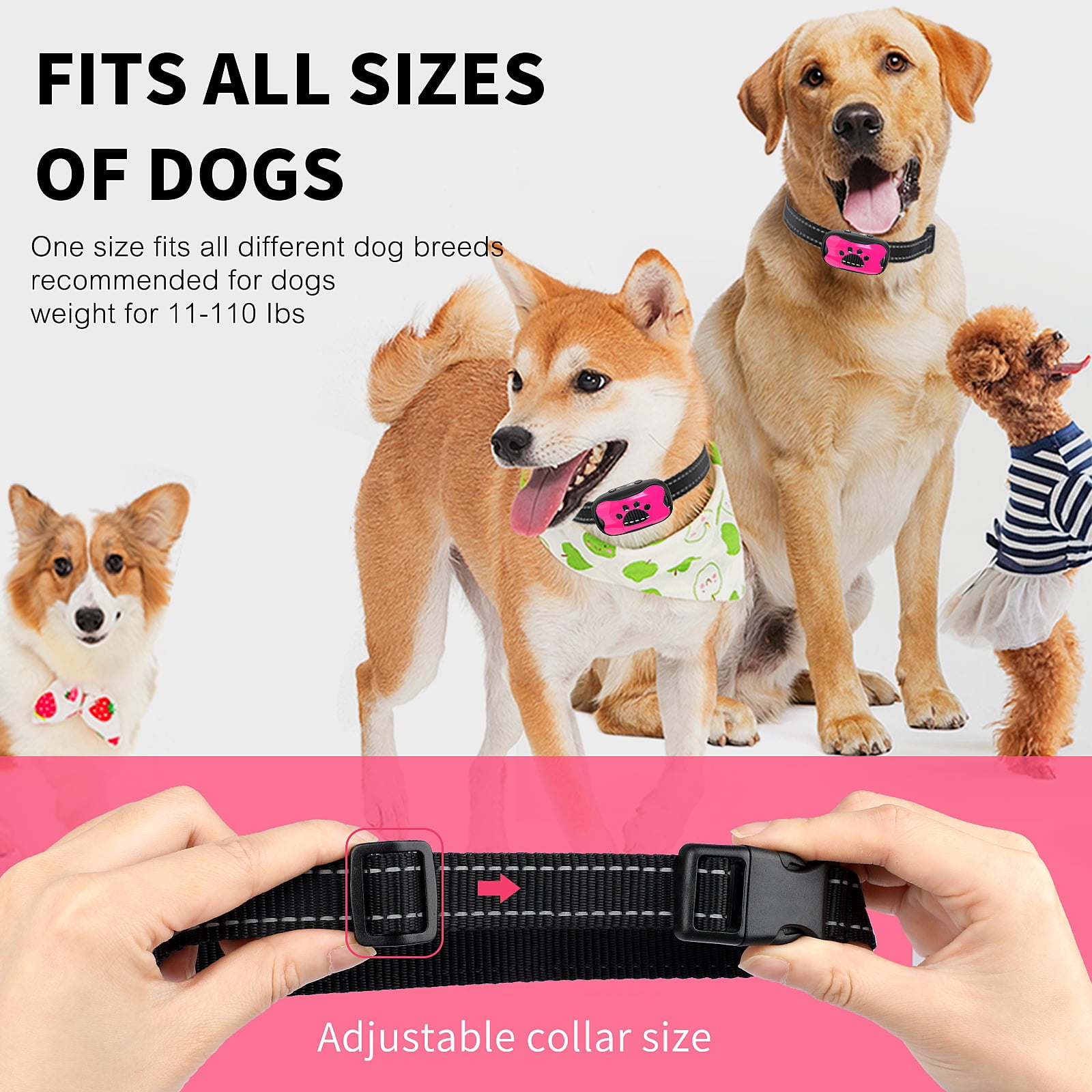 PcEoTllar Anti Bark Dog Collar Rechargeable Waterproof 7 Adjustable Levels Suitable for Small to Large Dogs Blue Walmart