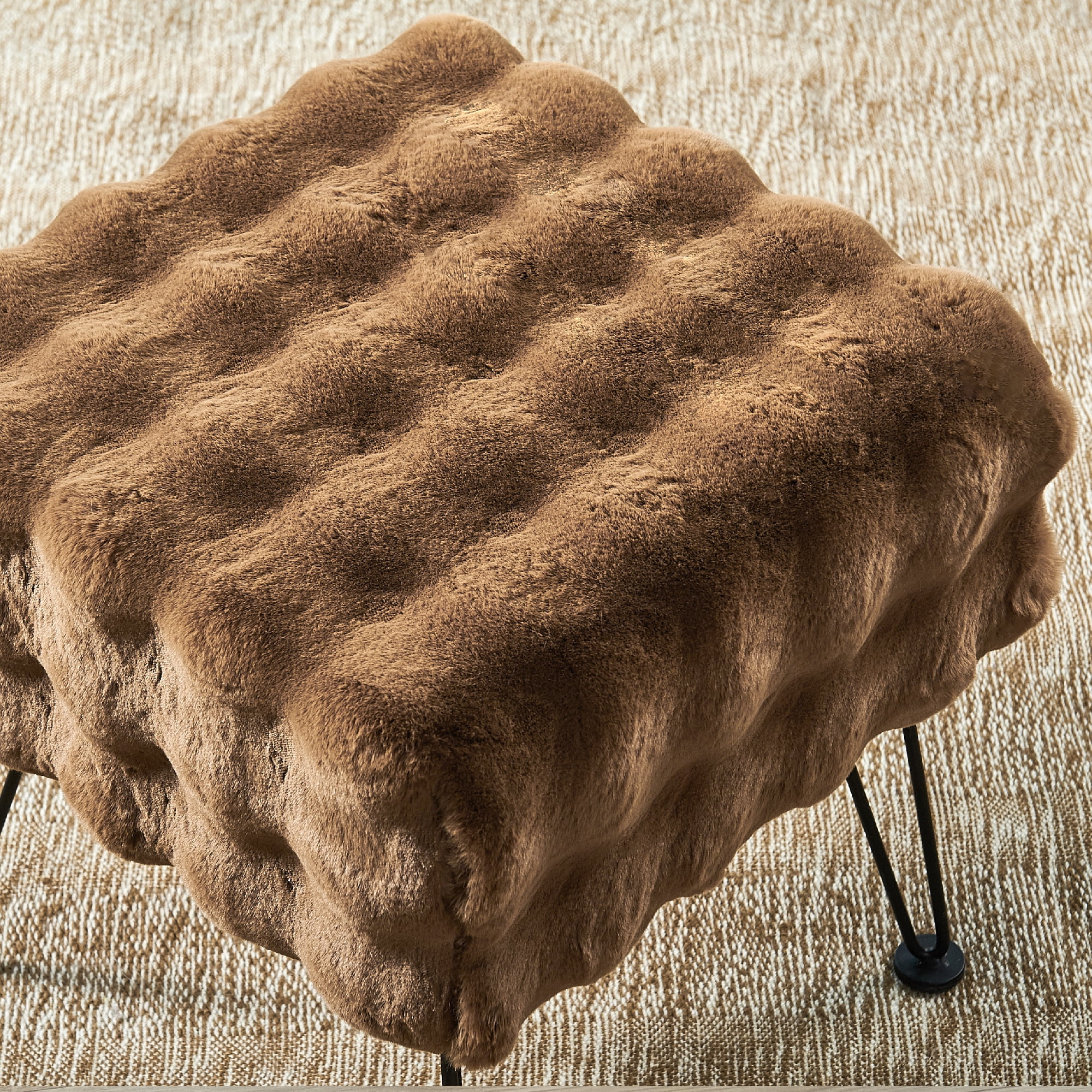 Home Soft Things Bubble Textured Stool Ottoman - Taupe - 17'' x 17'' x 17''