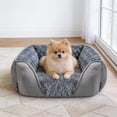 thumbnail image 3 of Soft Calming Sleeping Puppy Bed, Rectangle Washable Orthopedic Dog Bed, Large Dog Bed for Large Medium Small Dogs, Durable Pet Cuddler with Anti-Slip Bottom, Gray, 20inch, 3 of 11