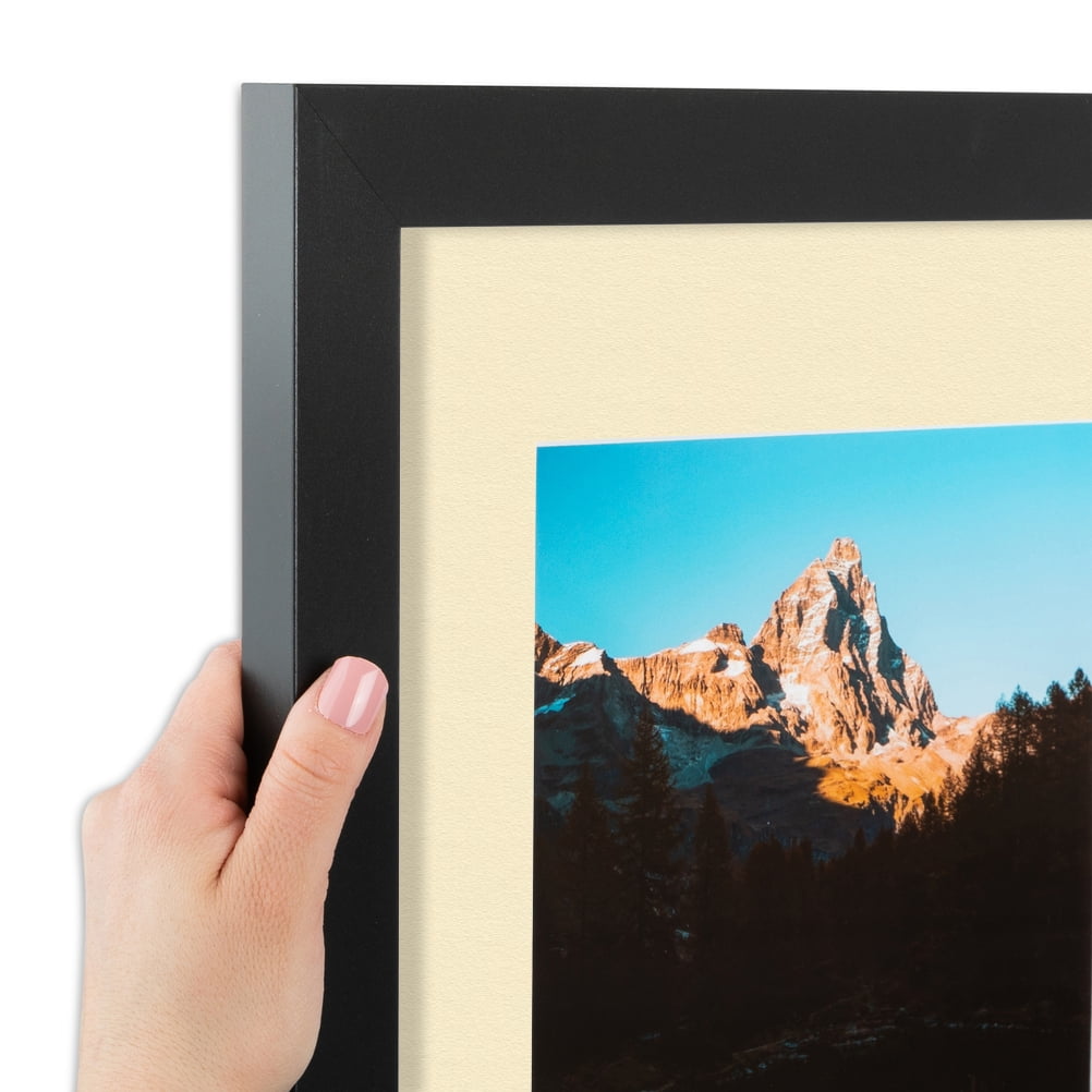 ArtToFrames 22x28 Matted Picture Frame with 18x24 Single Mat Photo Opening Framed in 1.25 Satin Black and 2 Cream Mat (FWM-3926-22x28)