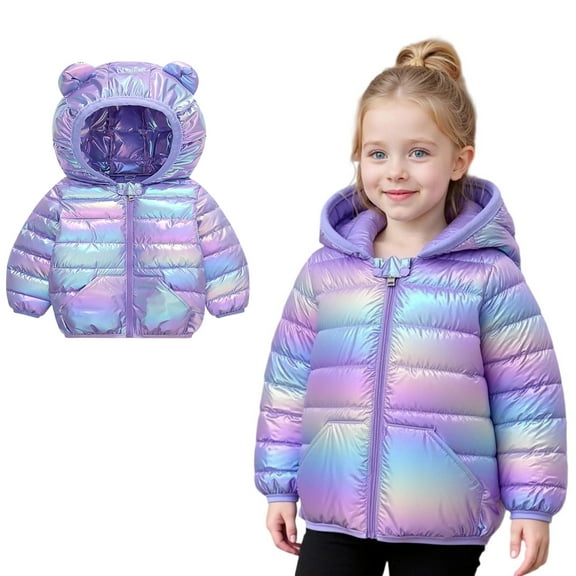 Toddler Girls Winter Coats Puffer Jacket Boys Zipper Long Sleeve Windproof Down Jacket Hooded Jackets 2-3 Years Winter Coat Boys