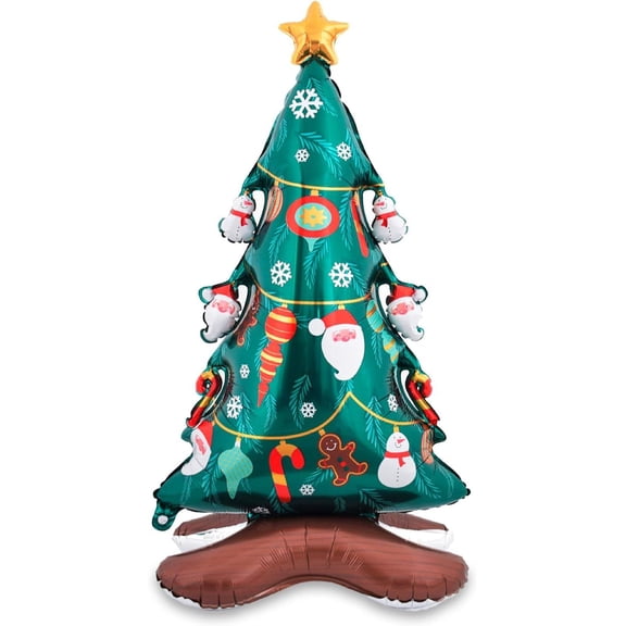 "60 IN standing Christmas Tree Christmas Balloons, Large Size Foil Balloon for New Year Eve Holiday Festival Birthday Party Decorations