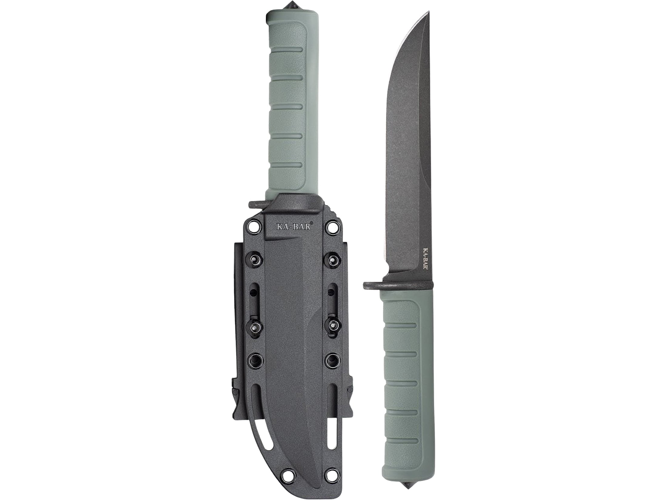 KA-BAR Dust I Fixed Blade Knife 6.125" Clip Point D2 Black PVD Blade Glass Filled Nylon Handle Green