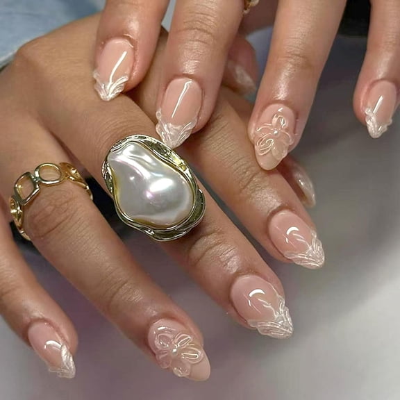 Cat Eye Nails Press ons Short Press on Nails Almond Fake Nails with Glitter Deisgn Glue on Nails Nude Pink Full Cover Acrylic False Nails Glossy Artificial Stick on Nails for Women 24Pcs Nude Pink