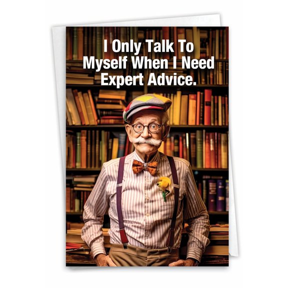 NobleWorks Hilarious Belated Birthday Greeting Card with 5 x 7 Inch Envelope (1 Card) Talk To Myself C10075BEG
