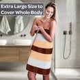 thumbnail image 2 of Lavish Home 6PC Cotton Towel Set - Solid and Striped Towels (Brown), 2 of 6