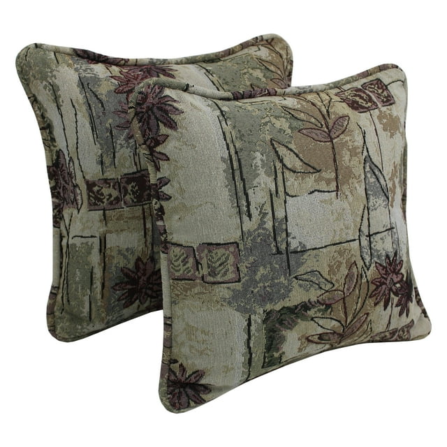 18-inch Double-corded Patterned Tapestry Square Throw Pillows with Inserts (Set of 2) - Japanese Gardens