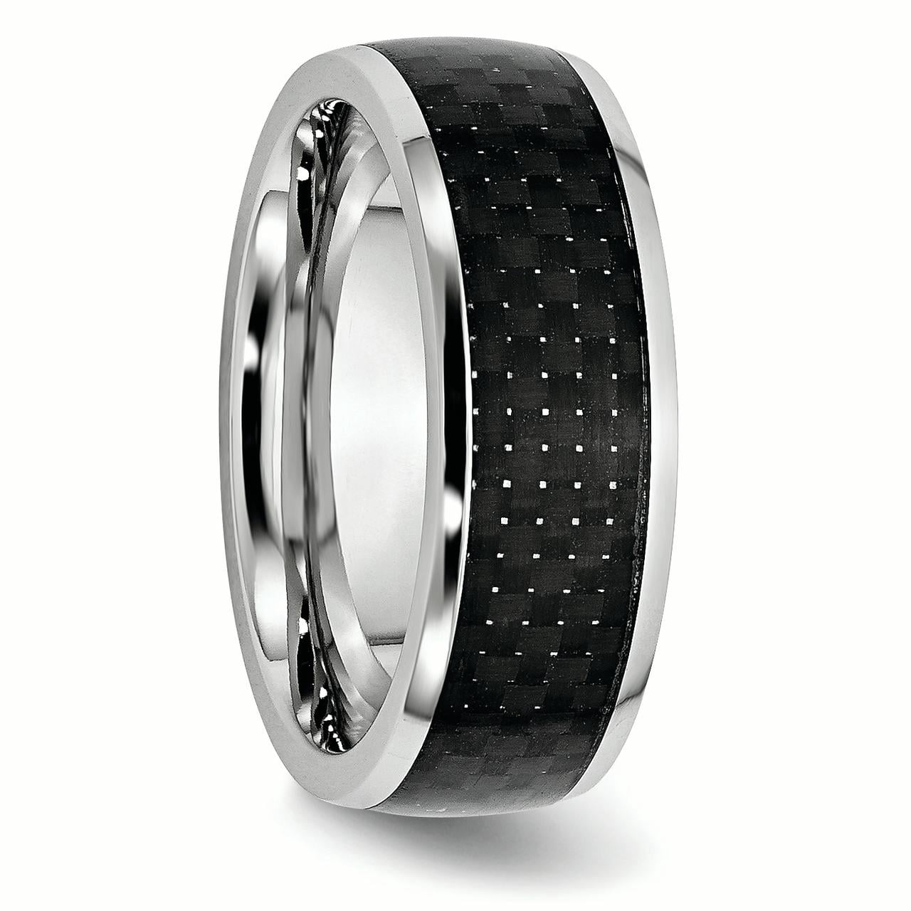 Cobalt Black Carbon Fiber Inlay Polished Band, 8mm