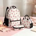 thumbnail image 3 of Pink Bow 3‑Piece Backpack Kit for Girls, Adorable Pattern Roomy Bookbag, Padded Straps, Lunch Box & Coin Purse for Daily Travel, 3 of 5