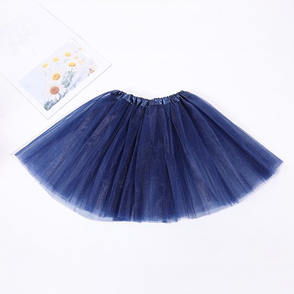 Women's Solid Color Tutu Skirt, 5 Layered Tulle Performance Skirt, Elastic Waist Dance Skirt, Costume Party Skirt, Ballet Skirt, Festival Running Skirt Dark Blue A