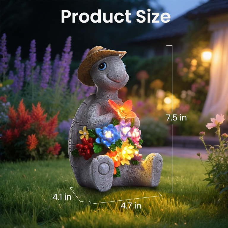 Mpow Solar Garden Turtle Statue with LED Lights photo 5