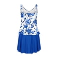 thumbnail image 5 of UJNDER Maillots de Bain pour Femmes Tankini Bikini Mini Robe de Bain Mode Imprimé Col en V Plissé Plage Bain Tenue de Plage Maillots de Bain pour Femmes Bleu G, 5 of 5