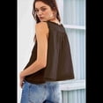 thumbnail image 4 of Blusas de Verano Bohemias con Lazo Frontal para Mujer, Blusas Playeras de Encaje con Botones, Sin Mangas, de de , Y2k 2025, Marrón Oscuro, Talla S, 4 of 6