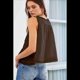 thumbnail image 4 of Blusas de Verano Bohemias con Lazo Frontal para Mujer, Blusas Playeras de Encaje con Botones, Sin Mangas, de de , Y2k 2025, Marrón Oscuro, L, 4 of 6