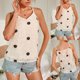 thumbnail image 1 of Moda mujer Casual primavera cuello en V pulóver estampado volante dulce y lindo tirantes blusa camiseta Tops Pompotops  qyievc1166, 1 of 7