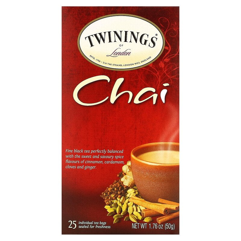 Twinings, Chai Tea, 25 Tea Bags, 1.76 oz Pack of 3