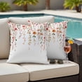 thumbnail image 5 of Spring Floral Pillow Covers 2 Pack Watercolor Leaf Romantic Red Yellow Flowers Farmhouse Pillowcase Waterproof Outdoor Throw Pillow Cover for Patio Garden Square Cushion 26”x26”, 5 of 9