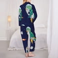 thumbnail image 6 of Goofa Astronaut Dinosaur and Space Printed Women’s 2 Piece Pajama Set Super,Pajamas Women's Long Sleeve Sleepwear Soft Button Down Loungewear Pjs Lounge Set Nightwear-Large, 6 of 9