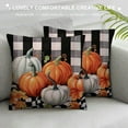 thumbnail image 3 of Fenyluxe Pumpkins Leaves Checkered Table Cloth Pillow Covers Outdoor Decorative Pillow Covers for Couch Bed Sofa Autumn Thanksgiving Square Pillowcase 1PC 12x12in, 3 of 5